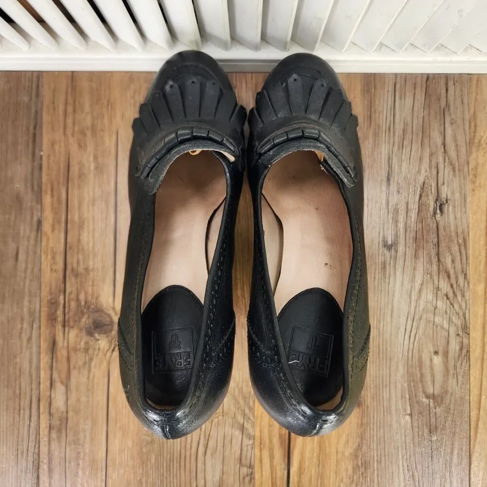 Frye Naiya Kiltie Moc Platform Pumps Womens 9.5M Black Chunky Stacked Heel Shoes